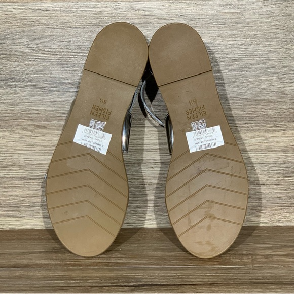 Eileen Fisher Cici Silver Mirror Leather Sandals Size- 8.5 - Picture 9 of 11